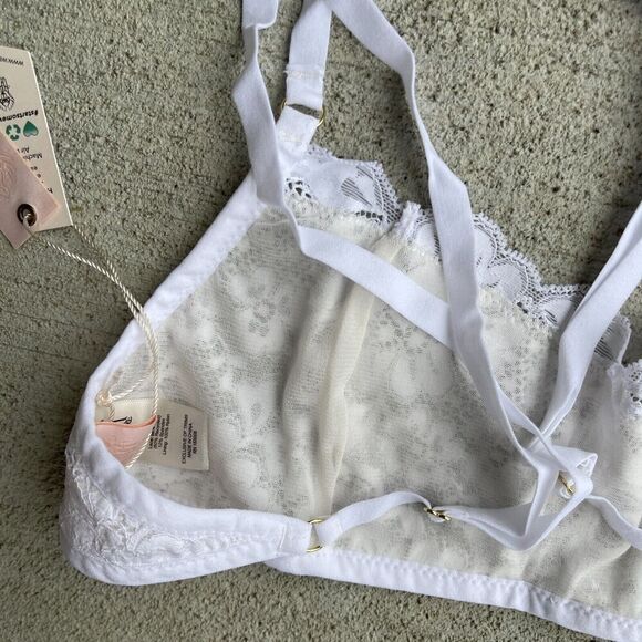 HAH by Free People Don't Cross Me Demi Bra Sz Small Blanc Floral Lace Halter NEW - Picture 6 of 8